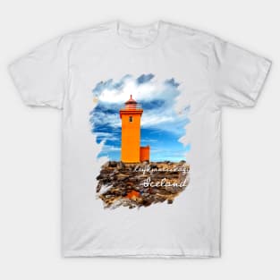 Orange Lighthouse. Iceland. Reykjanes Peninsula. T-Shirt